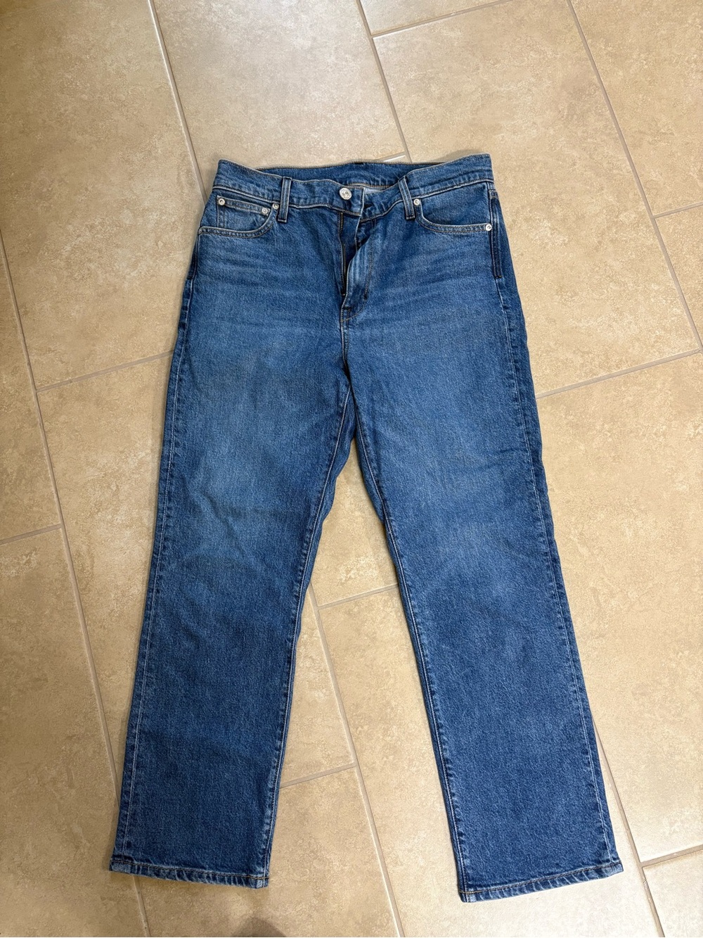 AYR Women's Straight-Leg Jeans — Medium Blue Denim- the La La jeans 30S
